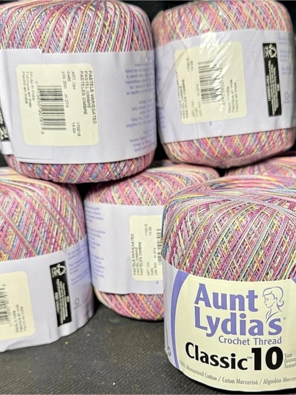 Aunt Lydia's Classic 10 Crochet Thread Pink Multicolor NWT